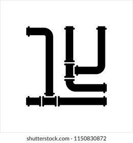 Pipe Icon, Pipe Fitting Icon, Water, Gas, Oil Pipeline, Plumbing Work Vector Art Illustration