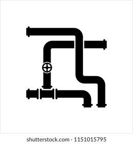 Pipe Icon, Pipe Fitting Icon, Water, Gas, Oil Pipeline, Plumbing Work Vector Art Illustration