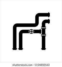 Pipe Icon, Pipe Fitting Icon, Water, Gas, Oil Pipeline, Plumbing Work Vector Art Illustration