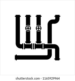 Pipe Icon, Pipe Fitting Icon, Water, Gas, Oil Pipeline, Plumbing Work Vector Art Illustration