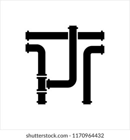 Pipe Icon, Pipe Fitting Icon, Water, Gas, Oil Pipeline, Plumbing Work Vector Art Illustration