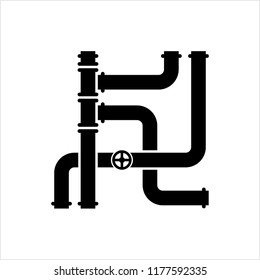 Pipe Icon, Pipe Fitting Icon, Water, Gas, Oil Pipeline, Plumbing Work Vector Art Illustration