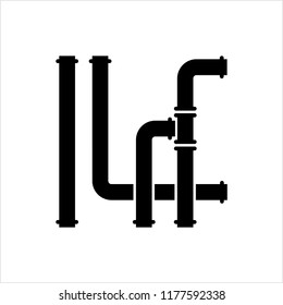 Pipe Icon, Pipe Fitting Icon, Water, Gas, Oil Pipeline, Plumbing Work Vector Art Illustration