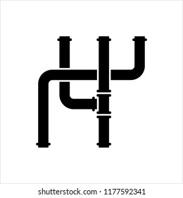 Pipe Icon, Pipe Fitting Icon, Water, Gas, Oil Pipeline, Plumbing Work Vector Art Illustration
