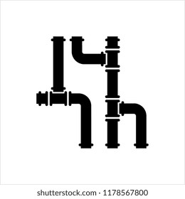 Pipe Icon, Pipe Fitting Icon, Water, Gas, Oil Pipeline, Plumbing Work Vector Art Illustration