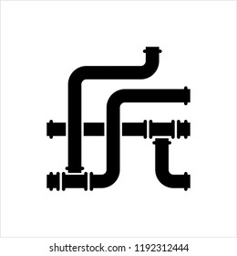 Pipe Icon, Pipe Fitting Icon, Water, Gas, Oil Pipeline, Plumbing Work Vector Art Illustration