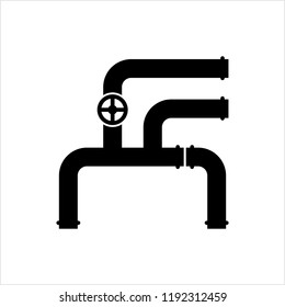 Pipe Icon, Pipe Fitting Icon, Water, Gas, Oil Pipeline, Plumbing Work Vector Art Illustration