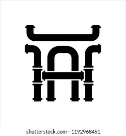 Pipe Icon, Pipe Fitting Icon, Water, Gas, Oil Pipeline, Plumbing Work Vector Art Illustration