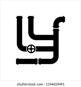 Pipe Icon, Pipe Fitting Icon, Water, Gas, Oil Pipeline, Plumbing Work Vector Art Illustration