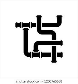 Icono de tubería, Icono de conexión de tubería, Agua, Gas, Gasoducto, Ilustración de arte vectorial de trabajo de fontanería
