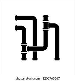 Pipe Icon, Pipe Fitting Icon, Water, Gas, Oil Pipeline, Plumbing Work Vector Art Illustration
