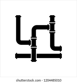 Pipe Icon, Pipe Fitting Icon, Water, Gas, Oil Pipeline, Plumbing Work Vector Art Illustration