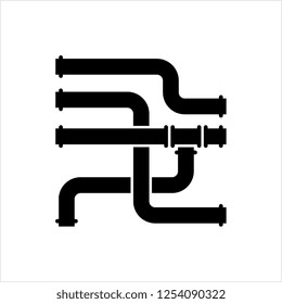 Pipe Icon. Pipe Fitting Icon. Water, Gas, Oil Pipeline. Plumbing Work Vector Art Illustration.