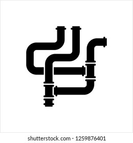 Pipe Icon, Pipe Fitting Icon, Water, Gas, Oil Pipeline, Plumbing Work Vector Art Illustration