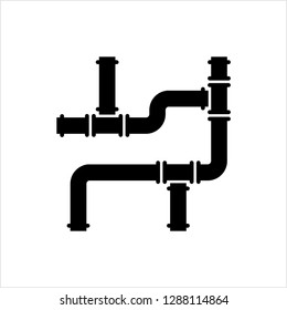 Pipe Icon, Pipe Fitting Icon, Water, Gas, Oil Pipeline, Plumbing Work Vector Art Illustration