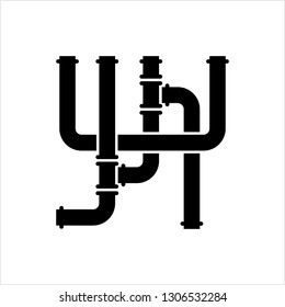 Pipe Icon, Pipe Fitting Icon, Water, Gas, Oil Pipeline, Plumbing Work Vector Art Illustration