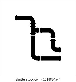 Pipe Icon, Pipe Fitting Icon, Water, Gas, Oil Pipeline, Plumbing Work Vector Art Illustration