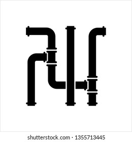 Pipe Icon, Pipe Fitting Icon, Water, Gas, Oil Pipeline, Plumbing Work Vector Art Illustration