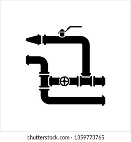 Pipe Icon, Pipe Fitting Icon, Water, Gas, Oil Pipeline, Plumbing Work Vector Art Illustration