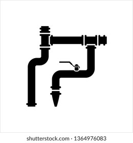 Pipe Icon, Pipe Fitting Icon, Water, Gas, Oil Pipeline, Plumbing Work Vector Art Illustration