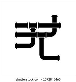 Pipe Icon, Pipe Fitting Icon, Water, Gas, Oil Pipeline, Plumbing Work Vector Art Illustration