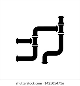 Pipe Icon, Pipe Fitting Icon, Water, Gas, Oil Pipeline, Plumbing Work Vector Art Illustration