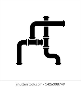 Pipe Icon, Pipe Fitting Icon, Water, Gas, Oil Pipeline, Plumbing Work Vector Art Illustration
