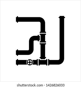 Pipe Icon, Pipe Fitting Icon, Water, Gas, Oil Pipeline, Plumbing Work Vector Art Illustration