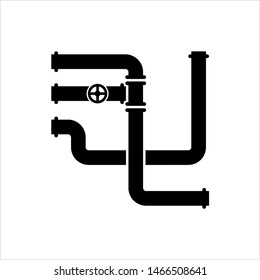Pipe Icon, Pipe Fitting Icon, Water, Gas, Oil Pipeline, Plumbing Work Vector Art Illustration