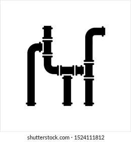 Pipe Icon, Pipe Fitting Icon, Water, Gas, Oil Pipeline, Plumbing Work Vector Art Illustration