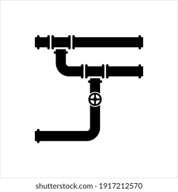 Pipe Icon, Pipe Fitting Icon, Water, Gas, Oil Pipeline, Plumbing Work Vector Art Illustration