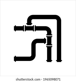 Pipe Icon, Pipe Fitting Icon, Water, Gas, Oil Pipeline, Plumbing Work Vector Art Illustration