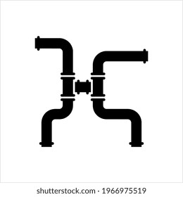 Pipe Icon, Pipe Fitting Icon, Water, Gas, Oil Pipeline, Plumbing Work Vector Art Illustration