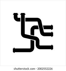 Pipe Icon, Pipe Fitting Icon, Water, Gas, Oil Pipeline, Plumbing Work Vector Art Illustration
