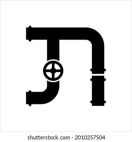 Pipe Icon, Pipe Fitting Icon, Water, Gas, Oil Pipeline, Plumbing Work Vector Art Illustration