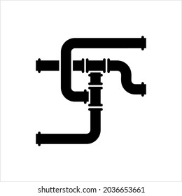 Pipe Icon, Pipe Fitting Icon, Water, Gas, Oil Pipeline, Plumbing Work Vector Art Illustration