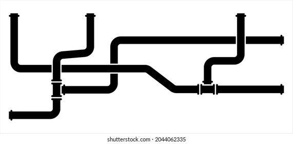 Pipe Icon, Pipe Fitting Icon, Water, Gas, Oil Pipeline, Plumbing Work Vector Art Illustration