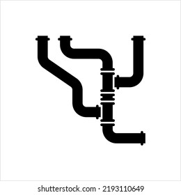Pipe Icon, Pipe Fitting Icon, Water, Gas, Oil Pipeline, Plumbing Work Vector Art Illustration