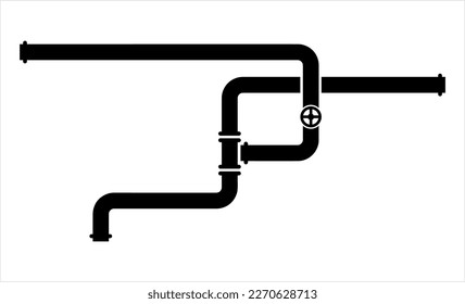 Pipe Icon, Pipe Fitting Icon, Water, Gas, Oil Pipeline, Plumbing Work Vector Art Illustration