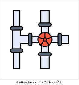 Icono de tubería, icono de fijación de tubería, agua, gas, oleoducto, ilustración vectorial sobre fondo blanco