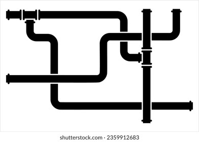 Pipe Icon, Pipe Fitting Icon, Water, Gas, Oil Pipeline, Plumbing Work Vector Art Illustration