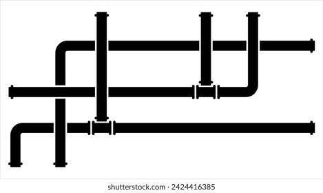 Pipe Icon, Pipe Fitting Icon, Water, Gas, Oil Pipeline, Plumbing Work Vector Art Illustration