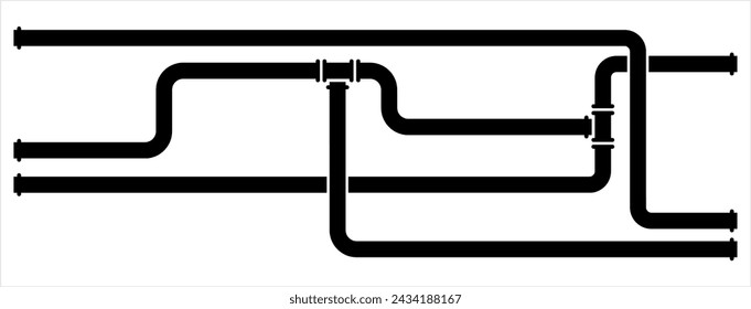 Icono de tubería, Icono de montaje de tubería, Agua, Gas, Tubería de petróleo, Trabajo de fontanería Ilustración de arte vectorial