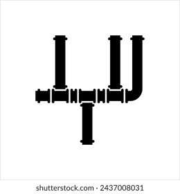 Pipe Icon, Pipe Fitting Icon, Water, Gas, Oil Pipeline, Plumbing Work Vector Art Illustration