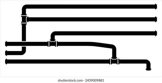 Icono de tubería, Icono de montaje de tubería, Agua, Gas, Tubería de petróleo, Trabajo de fontanería Ilustración de arte vectorial