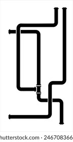 Pipe Icon, Pipe Fitting Icon, Water, Gas, Oil Pipeline, Plumbing Work Vector Art Illustration