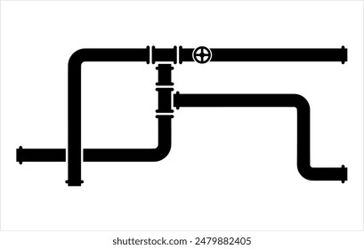 Pipe Icon, Pipe Fitting Icon, Water, Gas, Oil Pipeline, Plumbing Work Vector Art Illustration