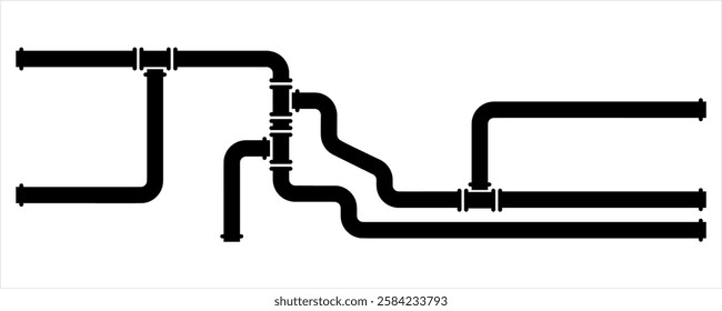 Pipe Icon, Pipe Fitting Icon, Water, Gas, Oil Pipeline, Plumbing Work Vector Art Illustration