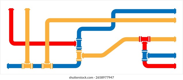 Pipe Icon, Pipe Fitting Icon, Water, Gas, Oil Pipeline, Plumbing Work Vector Art Illustration