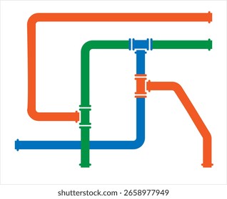 Icono de tubería, Icono de montaje de tubería, agua, gas, oleoducto, Arte vectorial de trabajo de fontanería